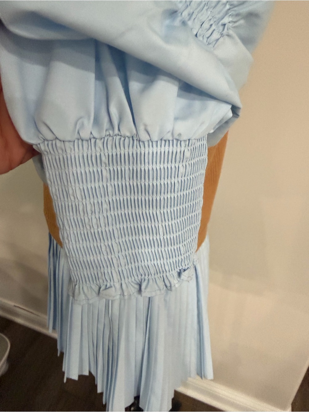 Anthropologie Women’s Ribbed Button-Front Pleated Light Blue Blouse M - Picture 8 of 12
